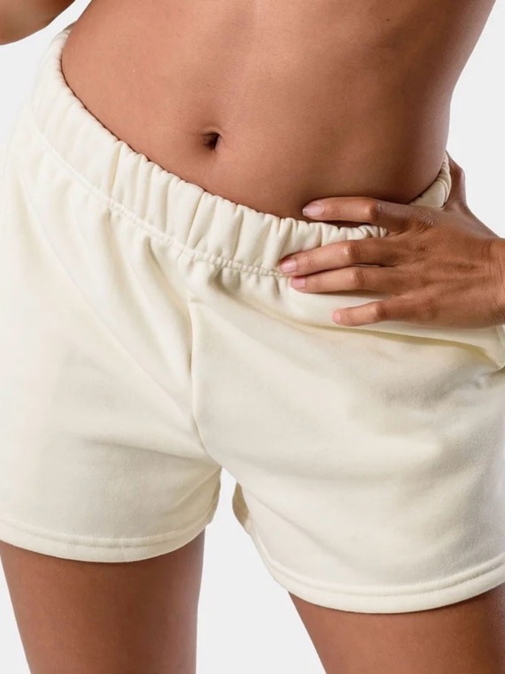 NWOT Everyday Elastic-Waist Cream Athletic Shorts for Women